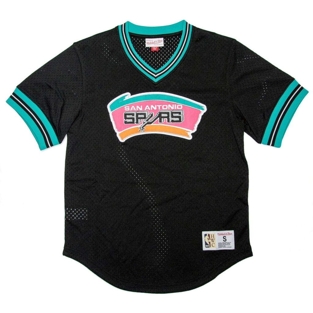 Mitchell & Ness Big Tall Hardwood Classics Winning Team Mesh Button-Up Tee San Antonio Spurs